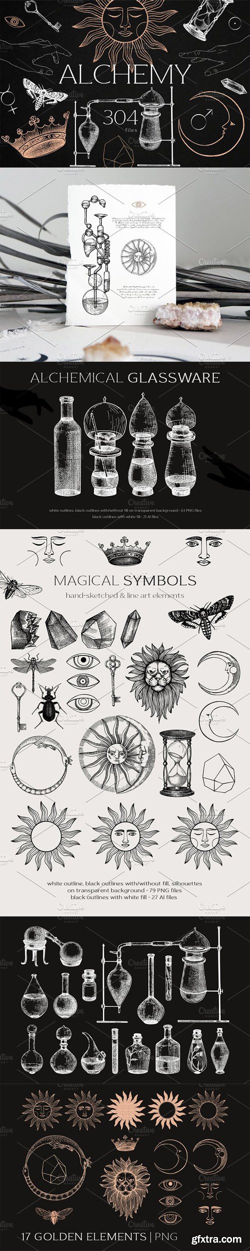 Alchemy - Magical Elements & Symbols - Modern Graphic Collection