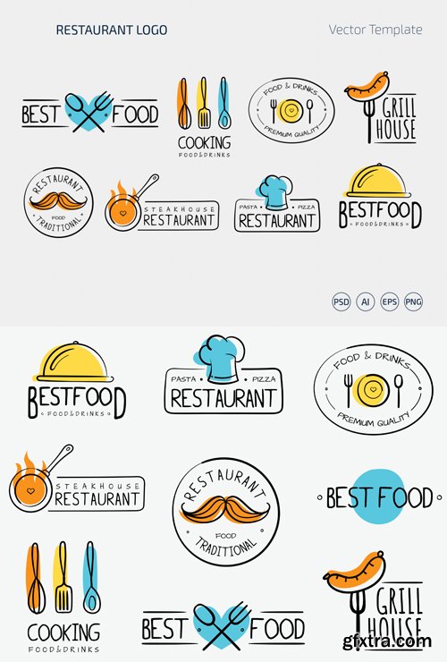 9 Restaurant Logo Vector Templates + PSD