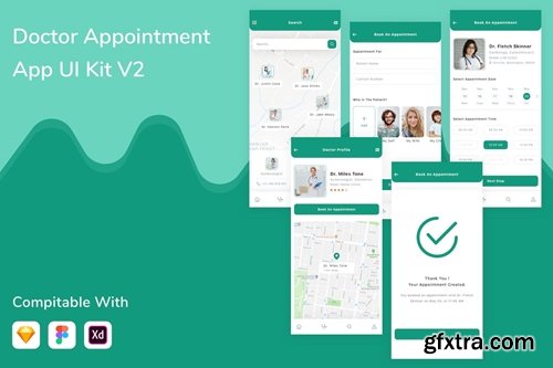 Doctor Appointment App UI Kit V2 RLV74GP