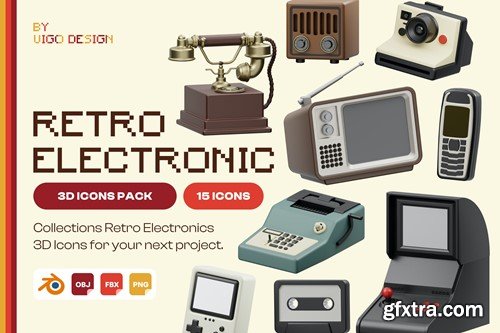 Retro Electronics 3D Icon SUQYD6D