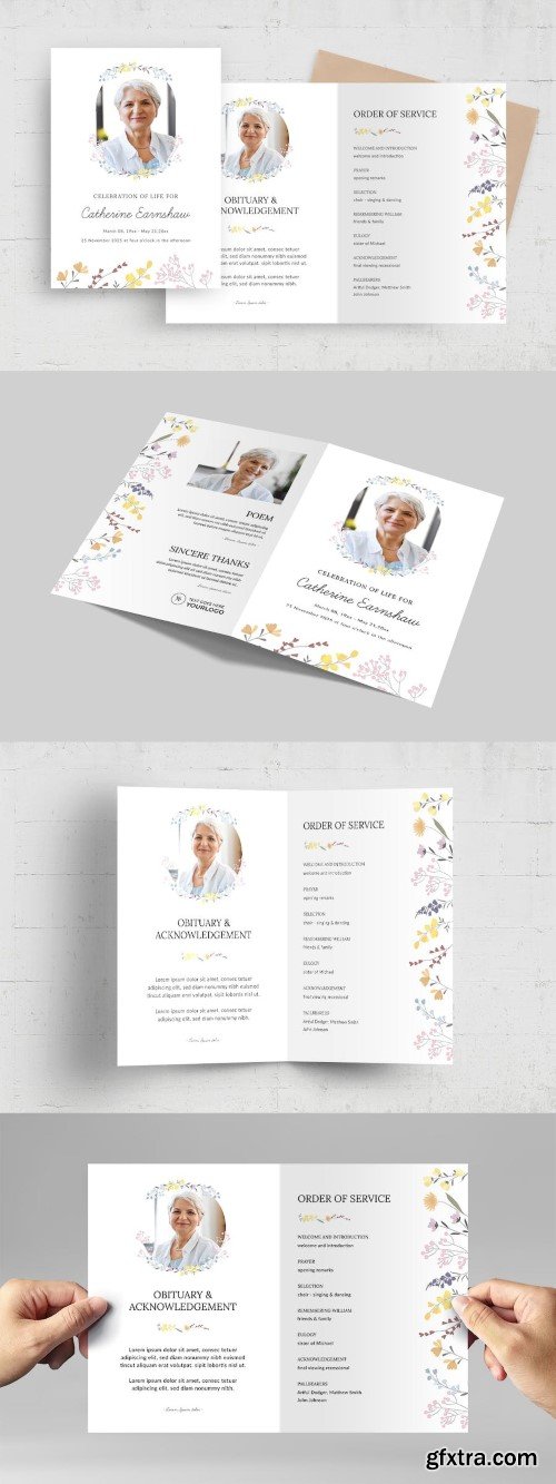 Floral Funeral Program Template