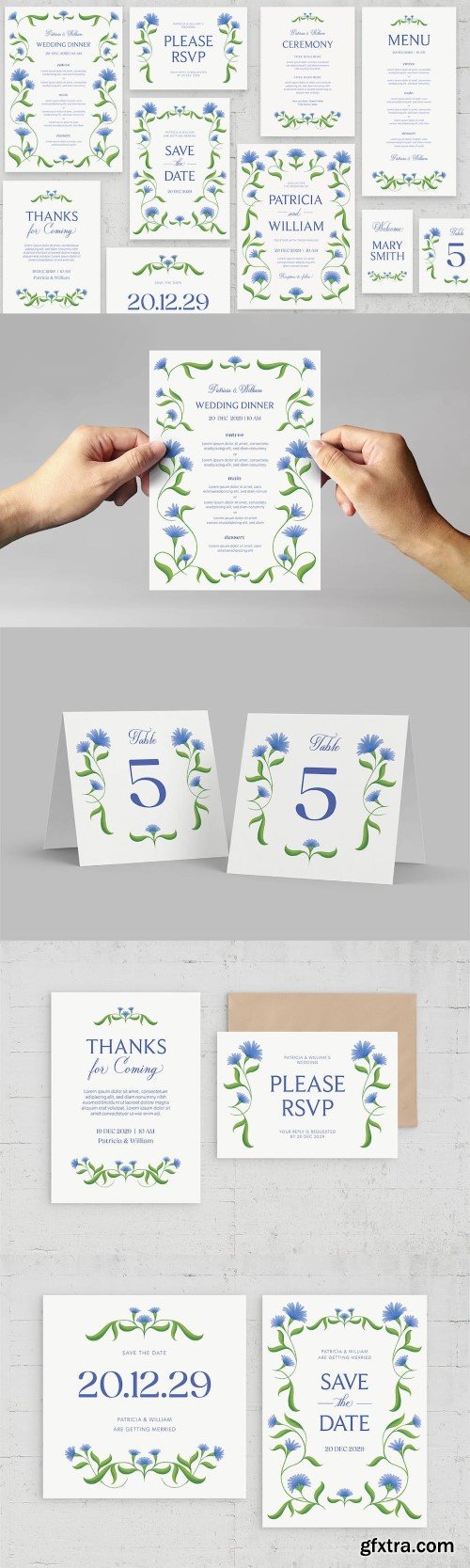 Floral Wedding Stationery Templates Set