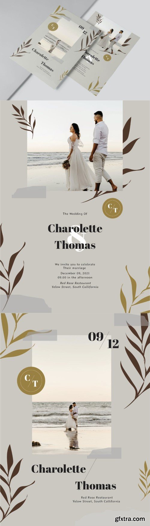 Dry Leaf Wedding Invitation