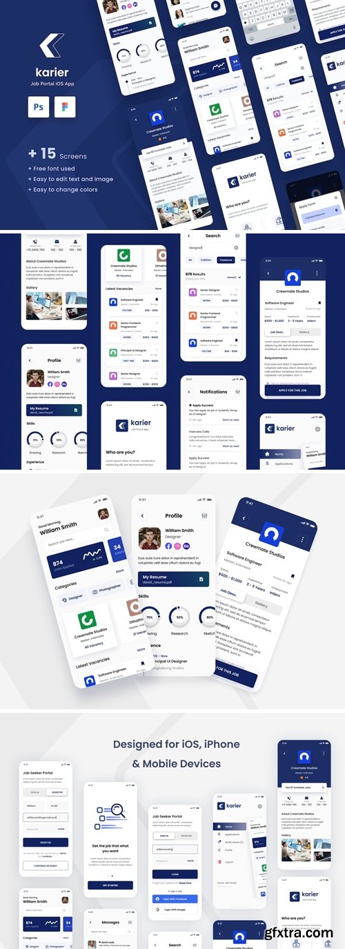 Karier - Job Portal iOS App Design UI Template 9JTD7FE