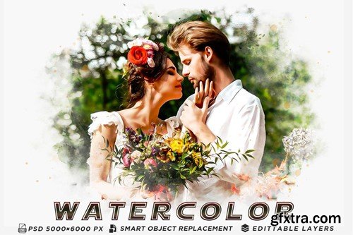 Watercolor Wedding Photo Effects PSD 7WYUA6Y