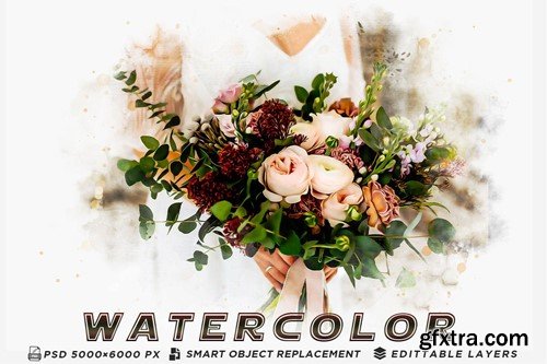 Watercolor Wedding Photo Effects PSD 7WYUA6Y