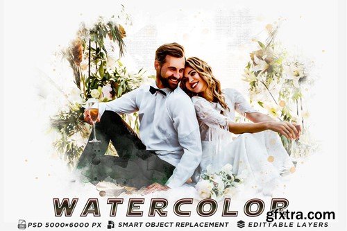 Watercolor Wedding Photo Effects PSD 7WYUA6Y