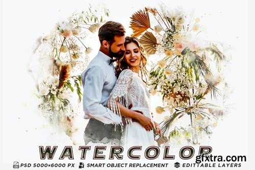 Watercolor Wedding Photo Effects PSD 7WYUA6Y