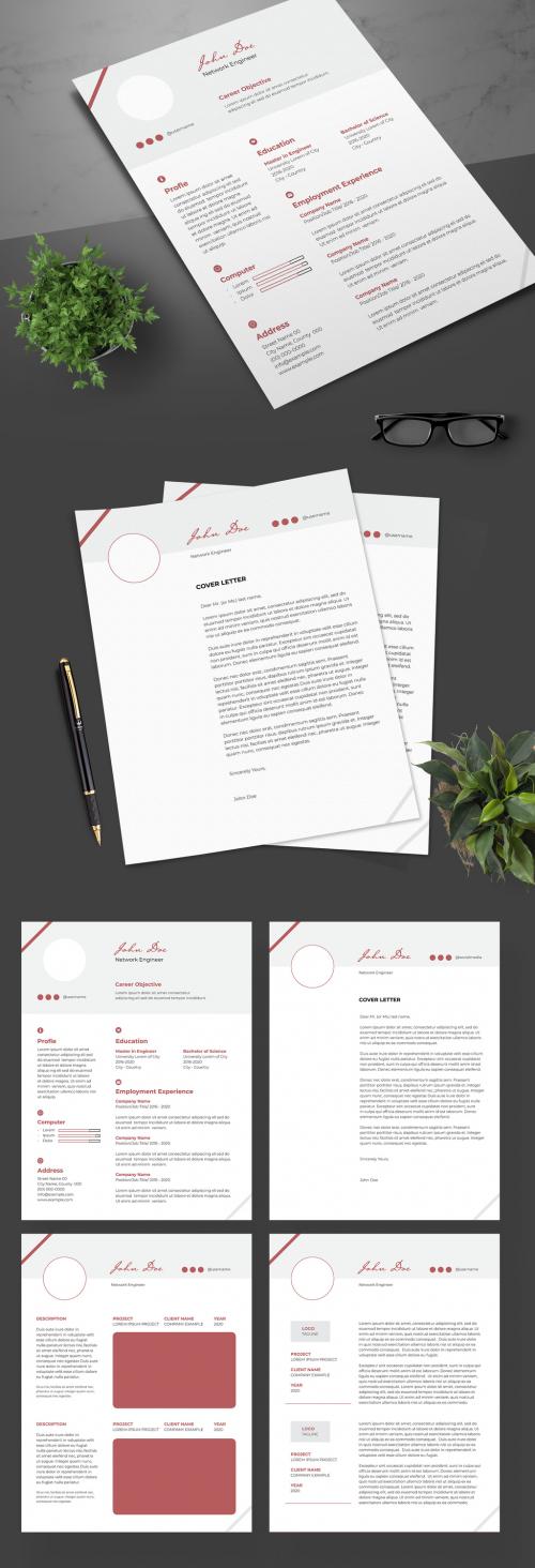 Resume Layout with Red Accents 261131193