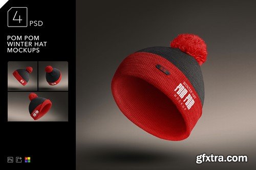 Pom Pom Winter Hat Mockups 5HA73TQ