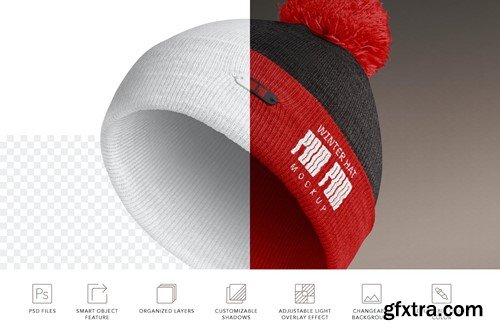 Pom Pom Winter Hat Mockups 5HA73TQ