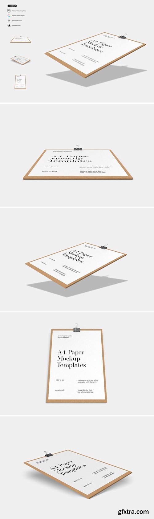 A4 Paper with Clipboard Mockup 9PX4AL2