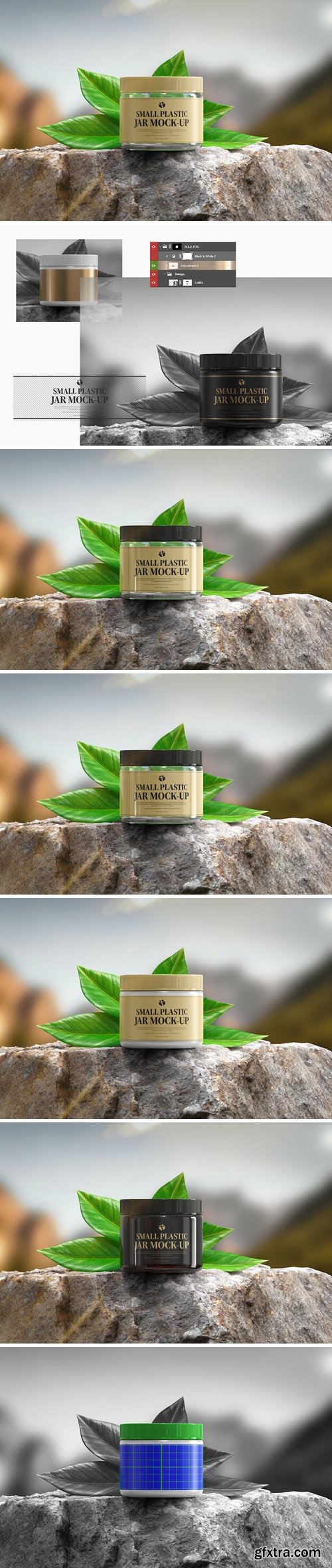 Natural Herbal Small Cosmetic Jar Bottle Mockup 693TUT7