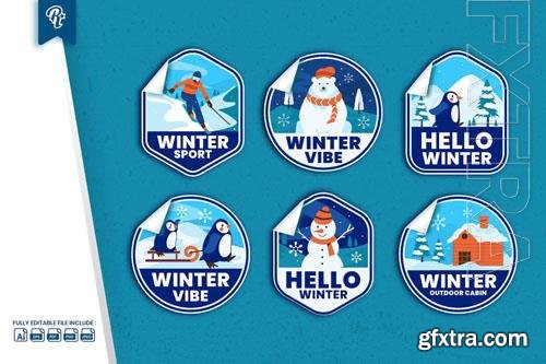 Winter Flat Badge Sticker Object