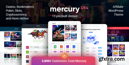 Themeforest - Mercury - Affiliate WordPress Theme. Casino, Gambling &amp; Other Niches. Reviews &amp; News 20951954 v3.9.4 - Nulled