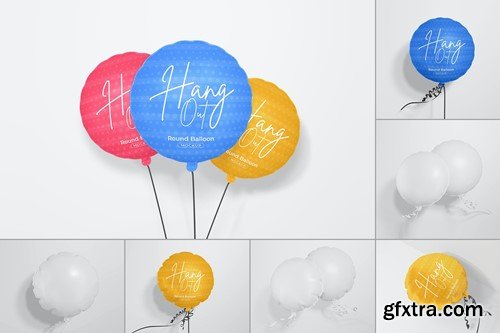 Round Foil Helium Balloon Psd Mockups Set RJT8X7P