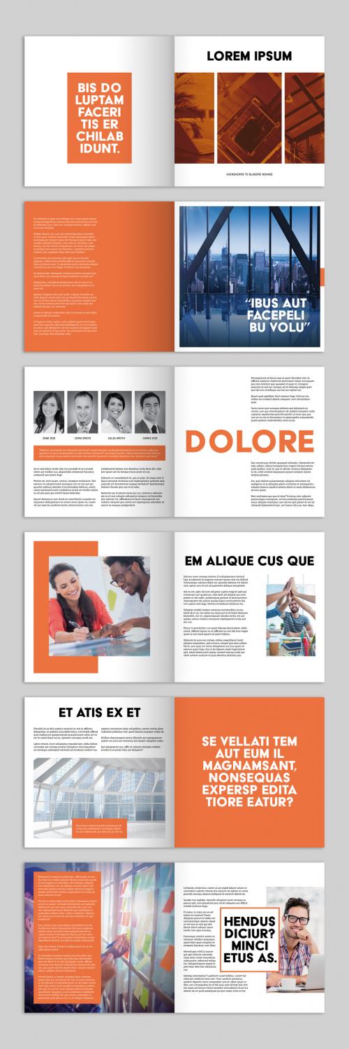 Square Brochure Layout with Orange Accents 264643480