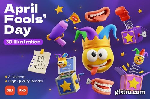 April Fools Day 3D Illustrations QNB82HM