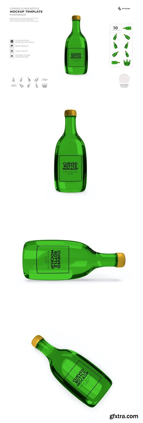 Curved Glass Bottle Mockup Set 9E67YMB