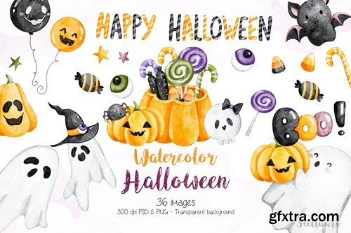 Watercolor Halloween Clipart MTZNTC7