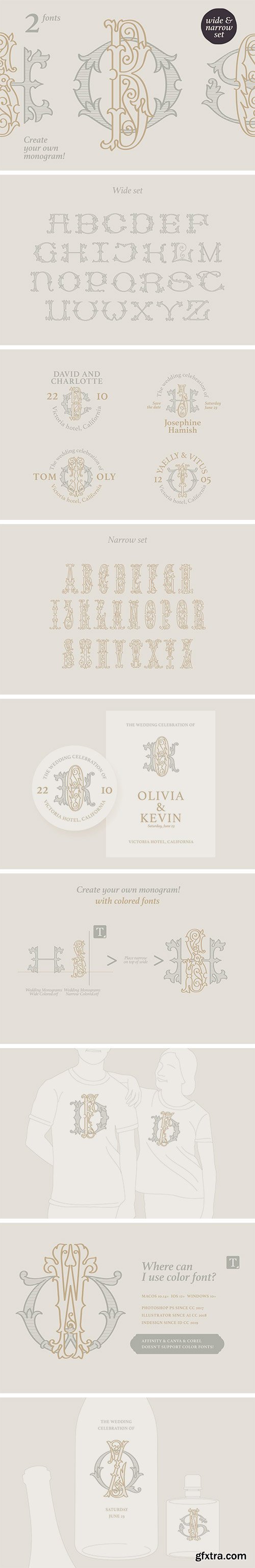 Wedding Monograms Fonts Set