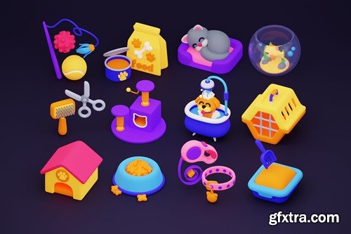 Pet Items 3D Icons L5YJD88