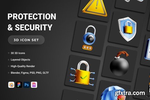 3D Protection and Security Icons UMYW4DJ