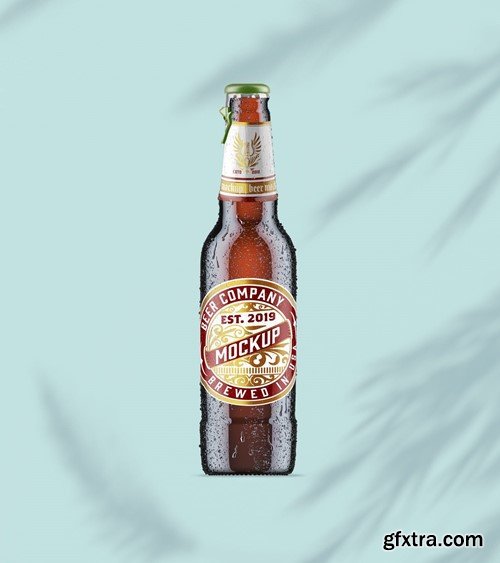 Beer Bottle with Fresh Drops Mockup BNVK3PF