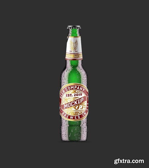 Beer Bottle with Fresh Drops Mockup BNVK3PF