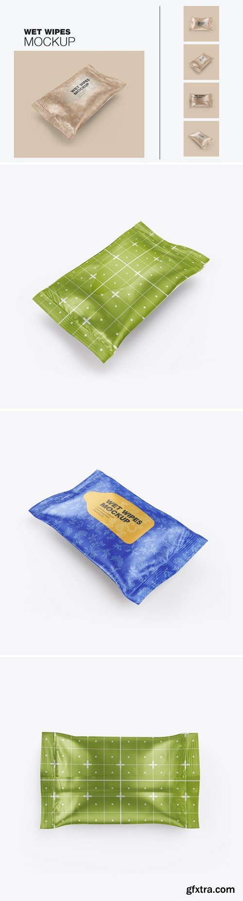 Set Kraft Wet Wipes Mockup 7MS639V