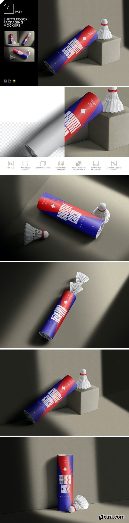 Shuttlecock Packaging Mockups MC7DVCV