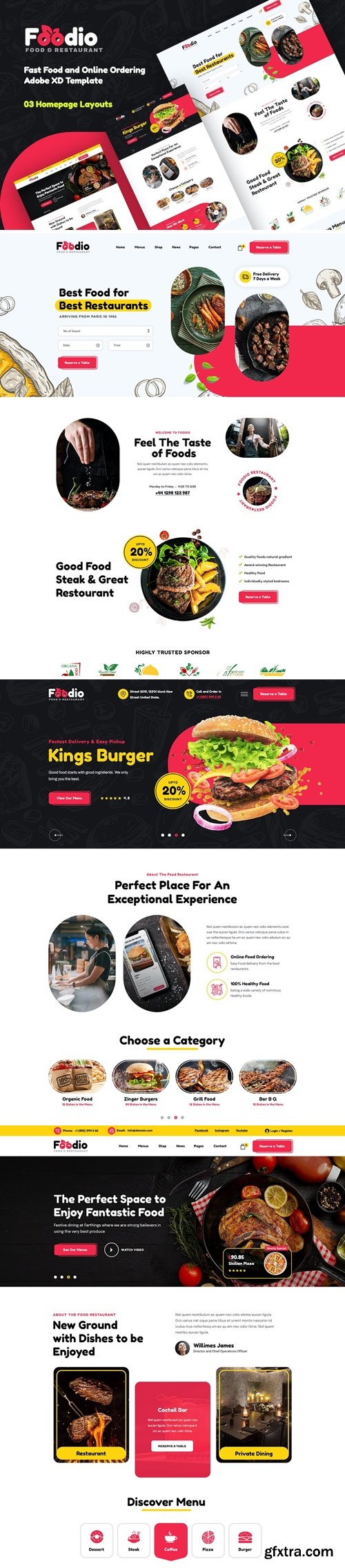 Foodio - Fast Food Adobe XD Template ZATPYWE