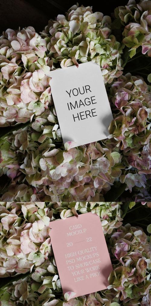 Card Between Flowers Mockup 591789657