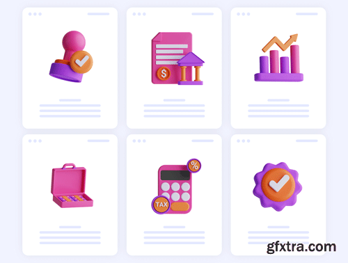 3D Taxes Icon Set Ui8.net