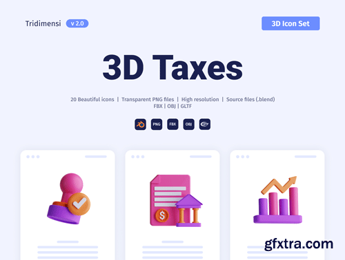 3D Taxes Icon Set Ui8.net