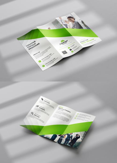 Business Trifold Brochure Layout with Colorful Accents 580217406