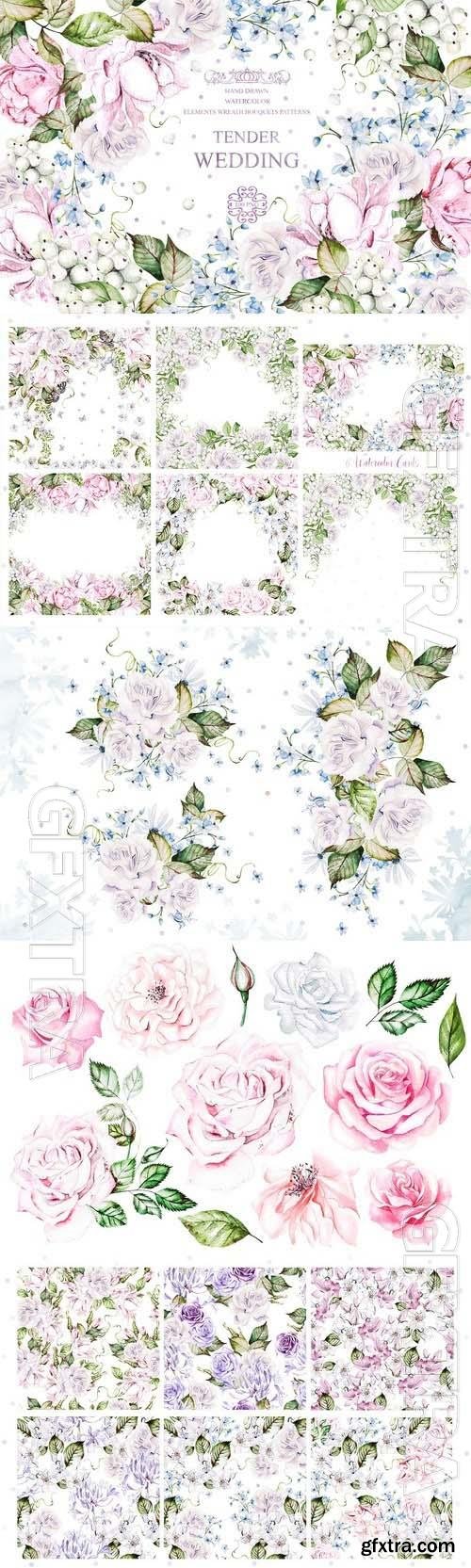 Watercolor Wedding Tender Flowers