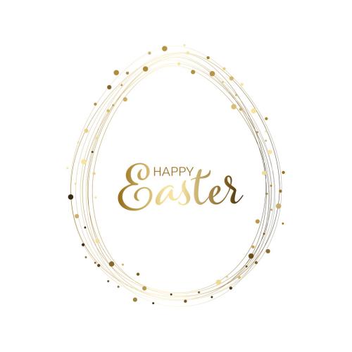 Happy Easter minimalistic card template with Easter egg made from golden lines 571229315