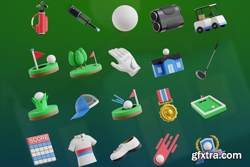 Golf Sport 3D Icon Set TU8AHUX