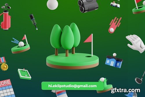 Golf Sport 3D Icon Set TU8AHUX