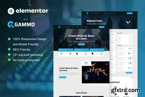 Gammo - Esports Team & Gaming Elementor Pro Template Kit BRB2DVC