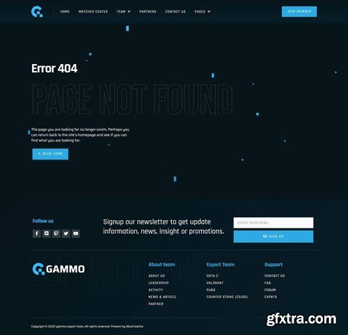 Gammo - Esports Team & Gaming Elementor Pro Template Kit BRB2DVC