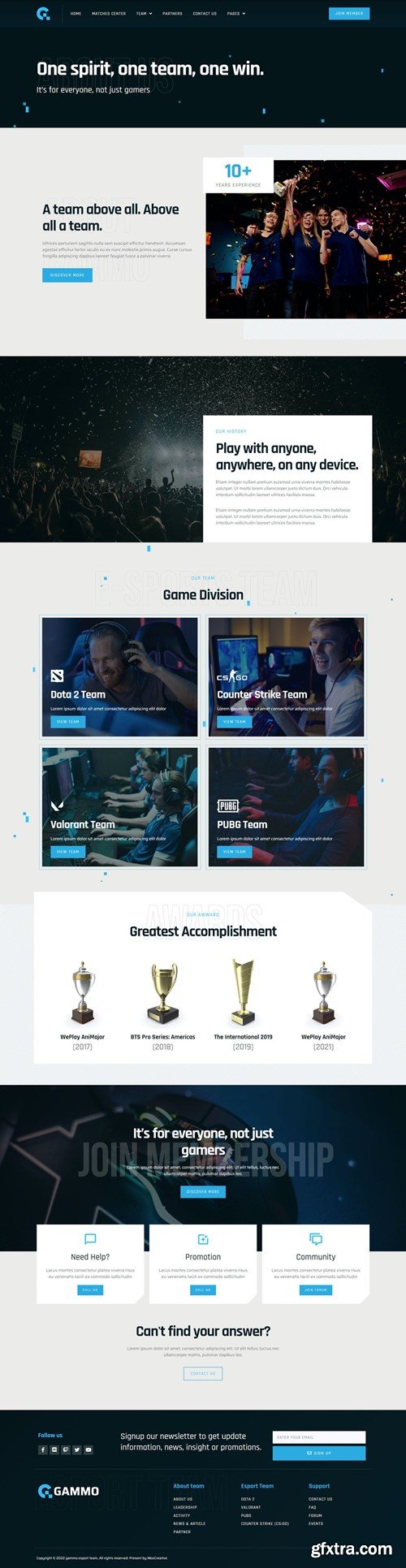 Gammo - Esports Team & Gaming Elementor Pro Template Kit BRB2DVC