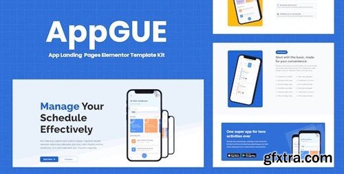 AppGUE - Mobile App Showcase Elementor Pro Template Kit FQ9SHW4