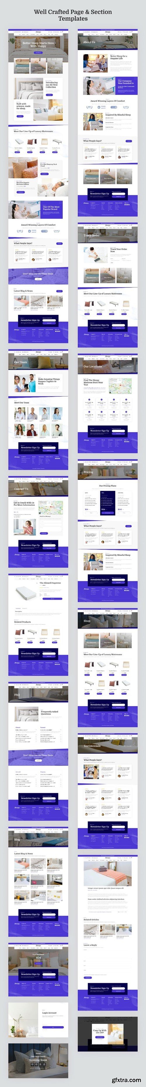 Sleepy - Mattress & Bedding Online Store Elementor Pro Template Kit 82ABDPP