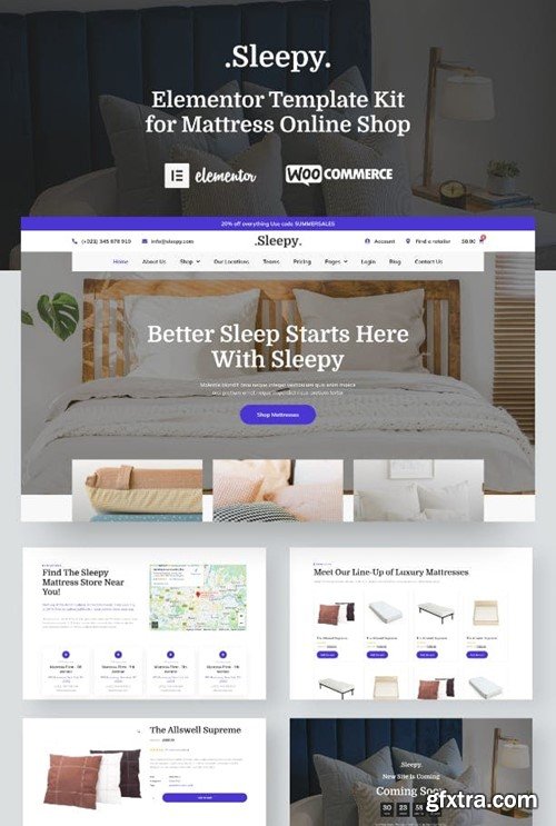 Sleepy - Mattress & Bedding Online Store Elementor Pro Template Kit 82ABDPP