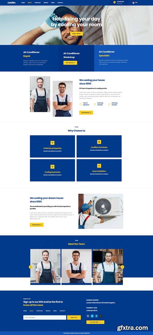 Cooler - AC Service & Business Elementor Pro Template Kit C2NQ3LF