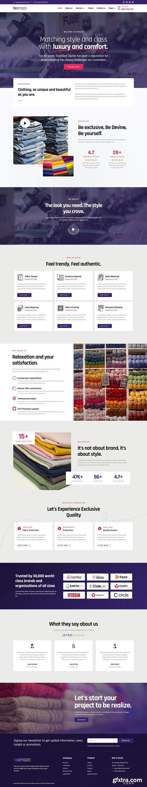 Texmazo - Textile & Garment Industry Elementor Template Kit WSSNPSE