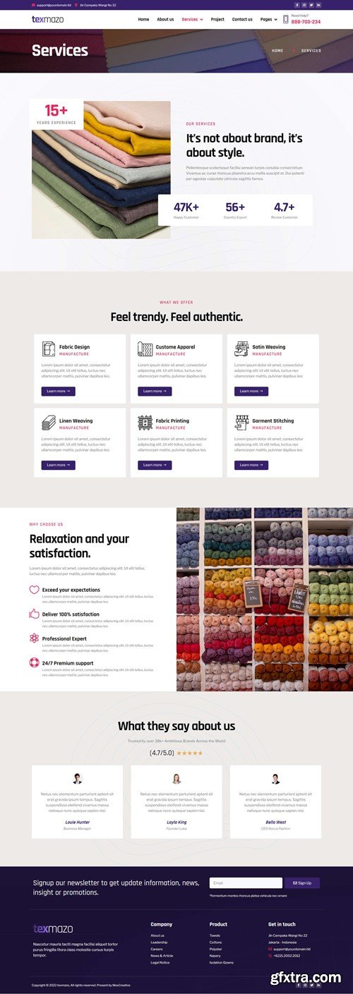 Texmazo - Textile & Garment Industry Elementor Template Kit WSSNPSE