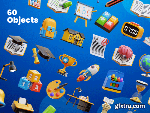 Education Object 3D Icons Ui8.net